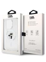 Силиконовый чехол с блёстками MagSafe Карл и Кот на 15 ProMax