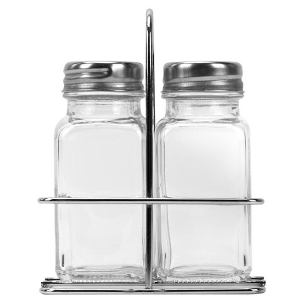 Набор для специй 2х80 мл, CLASSIC, солонка + перечница на подставке, стекло/сталь, WEGLA (ВЕГЛА), 700227