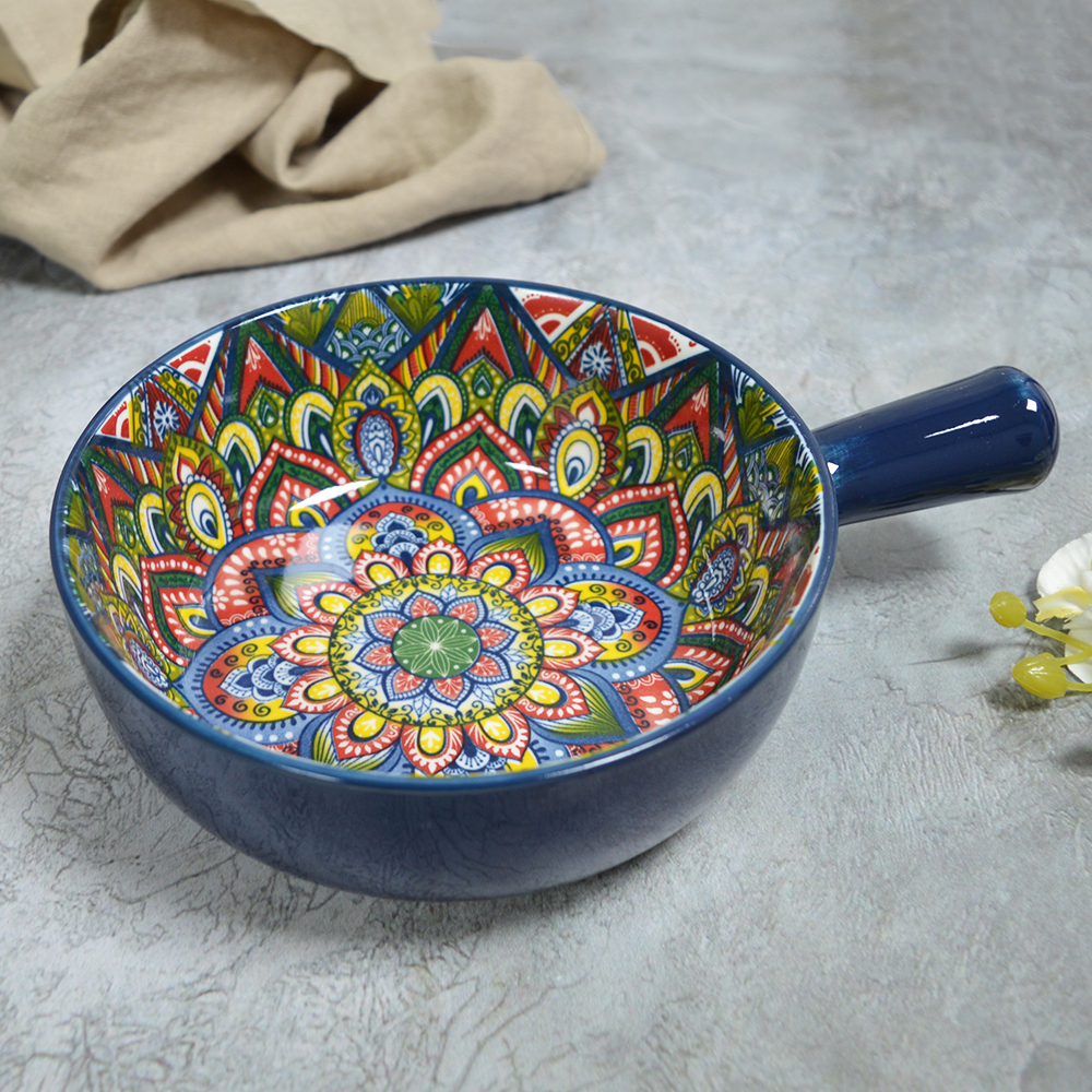 Кокотница с ручкой "Arabesque" 20,3*15,3*5,5см (синий)