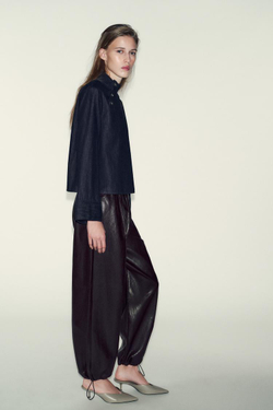 ZARA ДЖИНСОВАЯ РУБАШКА Z1975 С ВЫСОКИМ ВОРОТНИКОМ, ИНДИГО