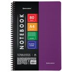 Тетрадь А4 80 л. BRAUBERG "Metropolis", спираль пластиковая, клетка, обложка пластик, ФИОЛЕТОВЫЙ, 404743