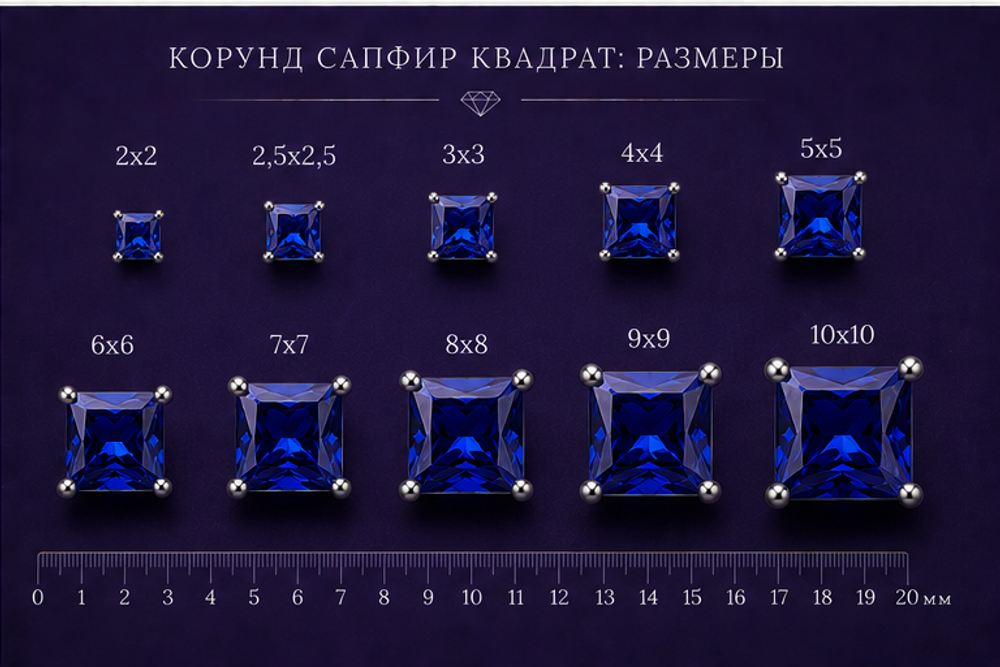 Корунд Сапфир Квадрат