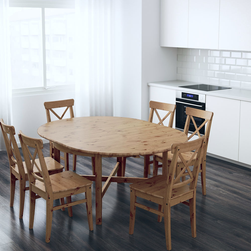 Стол обеденный круглый раздвижной КАНТРИ (IKEA HEMNES), 126/171х74 см, коричневый