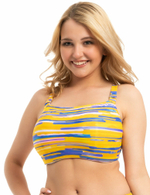 Желтый купальный лиф-топ в цветную полоску (Размер: 70L) (Цвет: желтый)