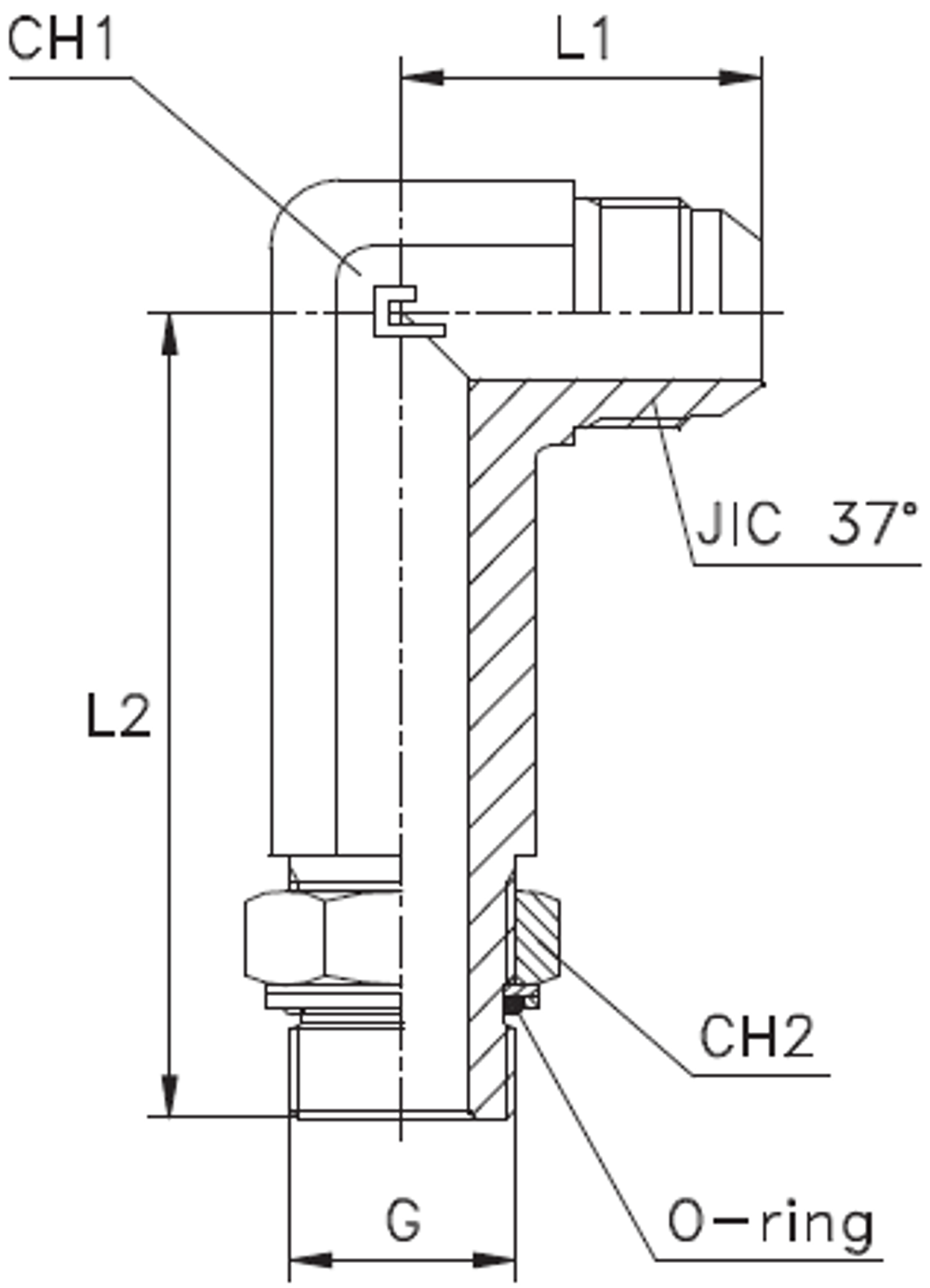 Штуцер FRMC90 JIC 9/16 - BSP 1/4 (удлин.)