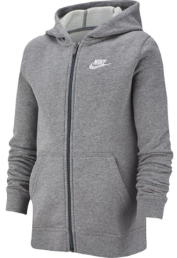 Кофта для мальчика теннисная Nike NSW Hoodie FZ Club B - серый