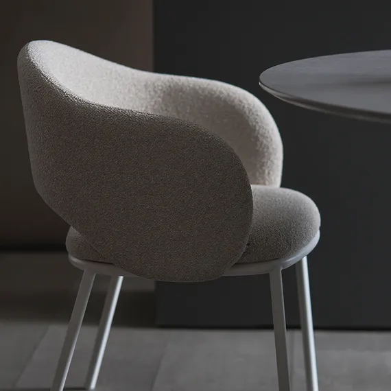 Стул Jude, бежевое букле, белые ножки