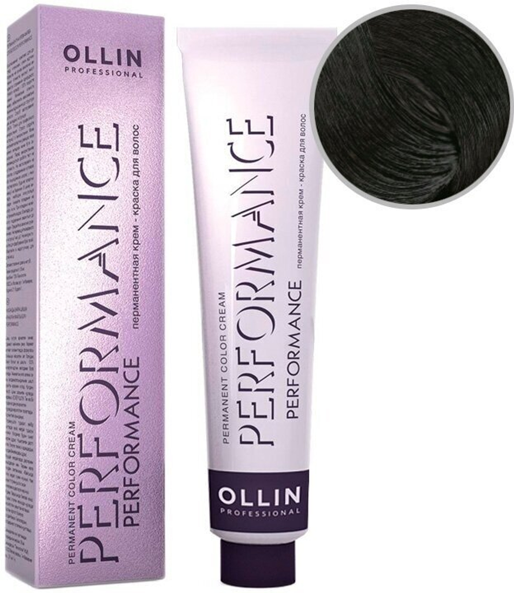 OLLIN PERFORMANCE 2/0 черный 60мл Перманентная крем-краска для волос