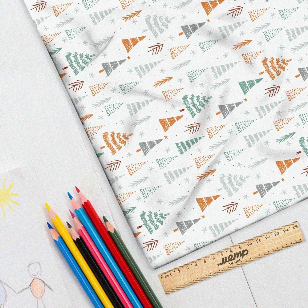 Ткань штапель нарисованный лес