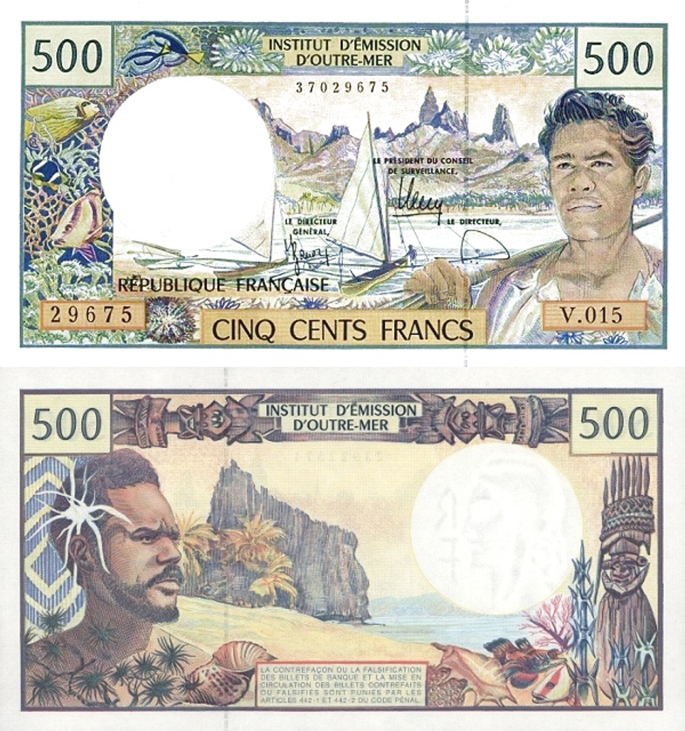 Французская Полинезия 500 франков 1992 Рыбак UNC