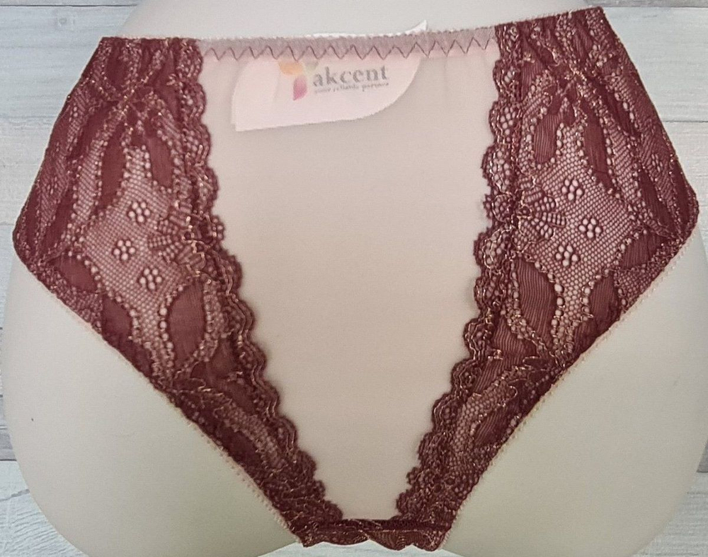 Трусики-слипы с завышенной линией талии из кружева с люрексом (Размер: XXXL) (Цвет: светло-бордовый)