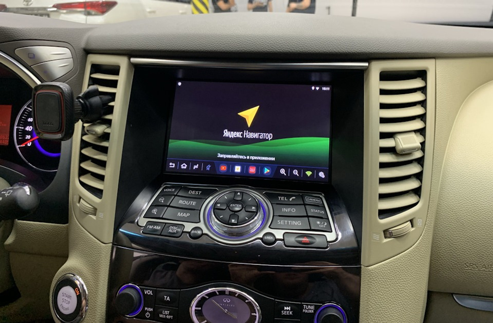 Магнитола для Infiniti QX70, FX35 (S51), FX37, FX30d, FX50 2008-2016 (Поддержка Bose и 360) - Kuberg (беж) QLed, Android 13, TS20, CarPlay, SIM-слот