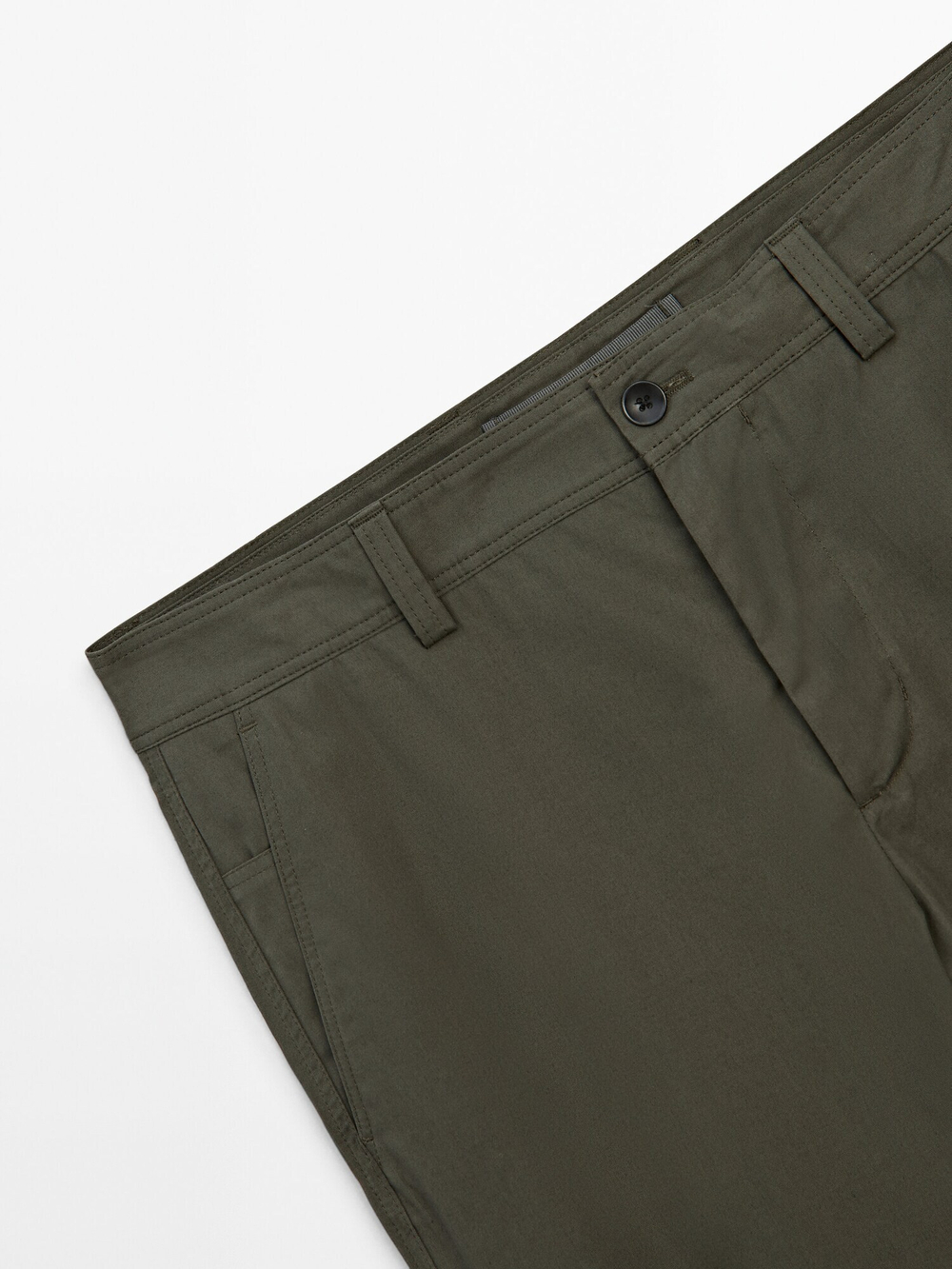 Massimo Dutti Зауженные брюки из 100% хлопка, зеленый