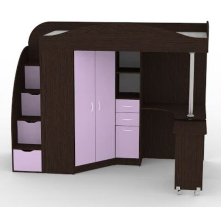 Кровать-чердак КарИВи Юниор 4 Венге Ирис