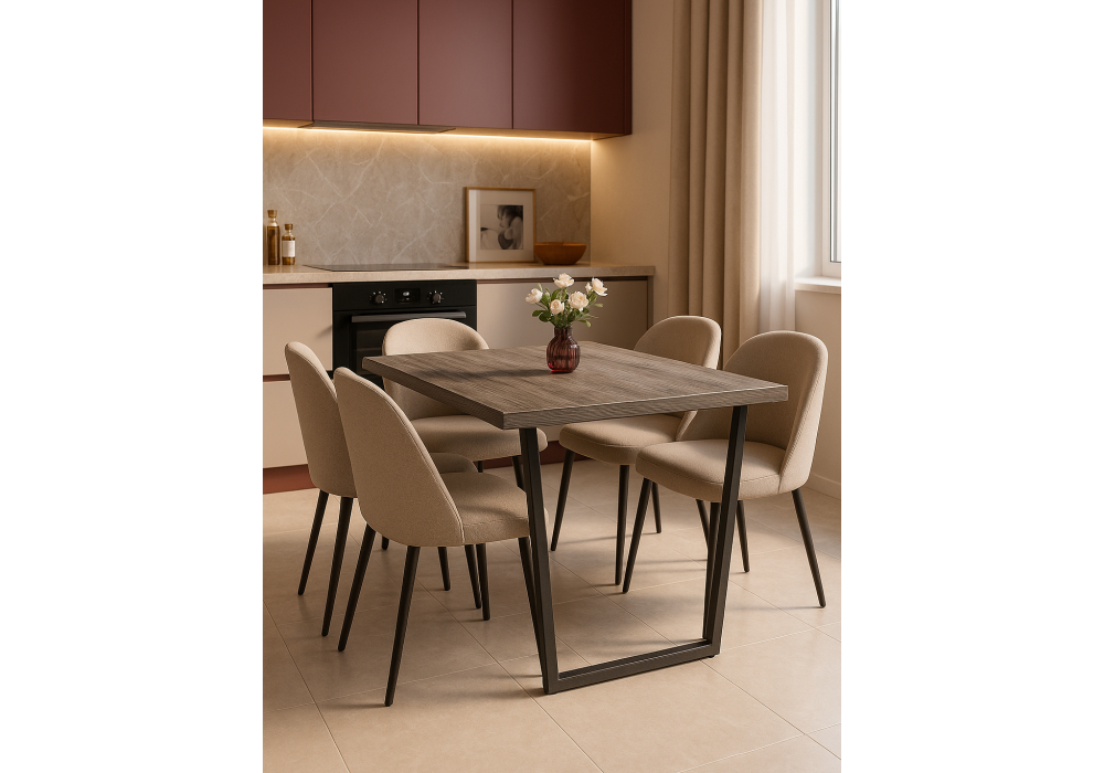 Стол деревянный Woodville Эльпатия 110 дуб рошелье, черный матовый