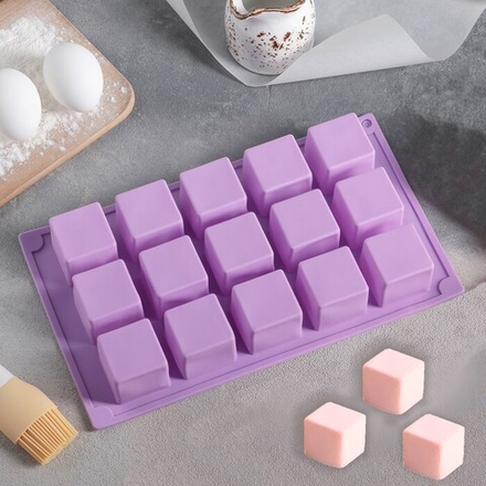 Форма силиконовая для выпечки «Куб», 30×17,5 см, 15 ячеек