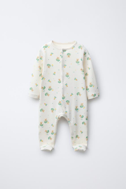 ZARA КОМБИНЕЗОН С МЕДВЕЖАТАМИ И ТРАНСФОРМИРУЕМЫМИ НОЖКАМИ, ЭКРЮ