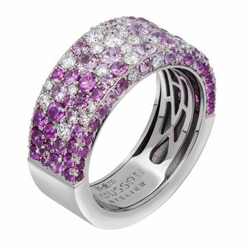 Кольцо c Розовыми Сапфирами и Бриллиантами, R0256-0/60