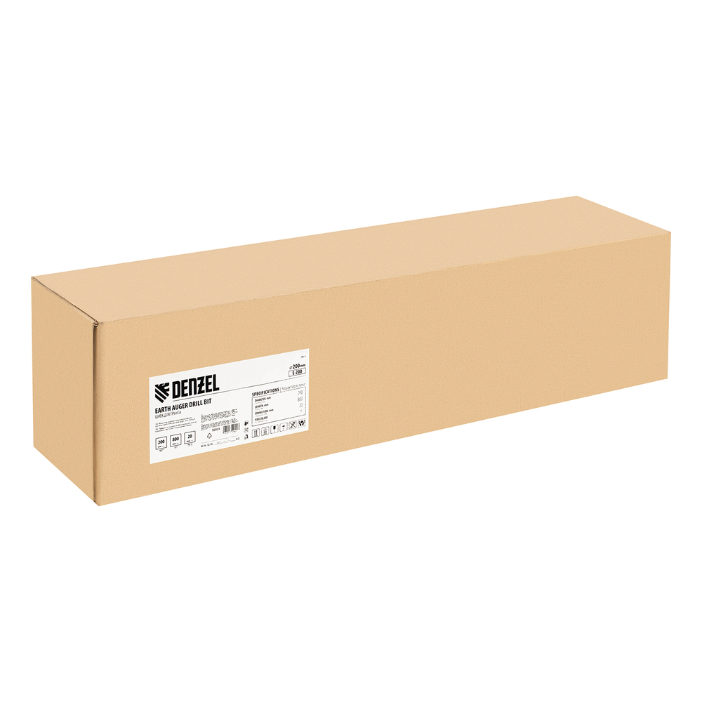 Шнек для грунта E-200, диаметр 200мм, длина 800мм,соединение 20мм, несъёмный нож// Denzel