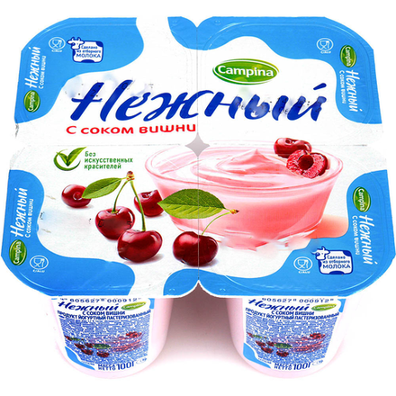 Йогурт Нежный Вишня 1,2% 100 гр