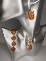 Элегантный комплект бижутерии с бижутерной смолой с янтарным оттенком  «Янтарное сияние» – Готовый образ в одном наборе!