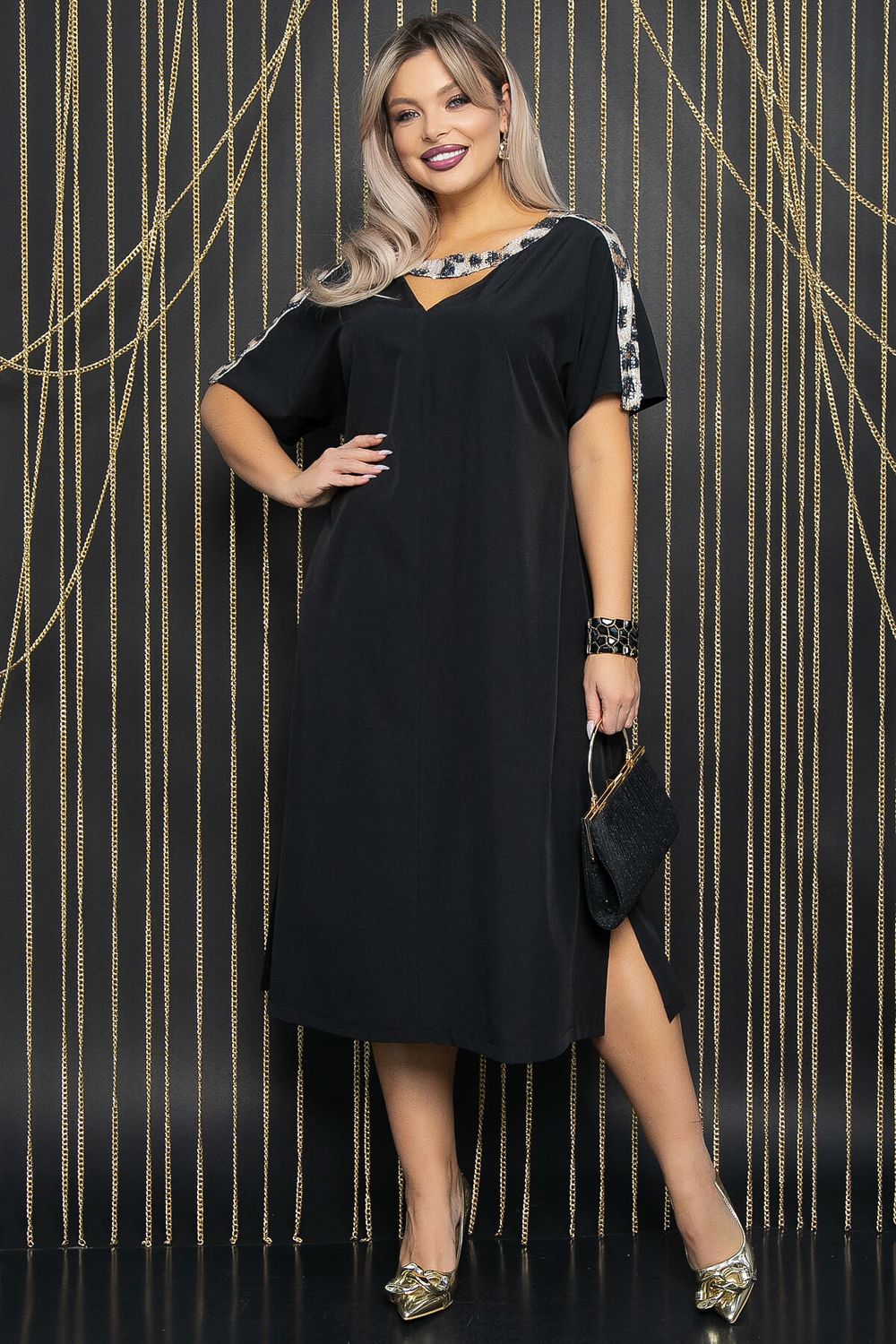 Платье Сказка (черное/лео) П12120 LT Collection