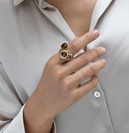 Кольцо Qudo FIRENZE 18 (G) Smoked Topaz 107001/40-5108 18 размер 18