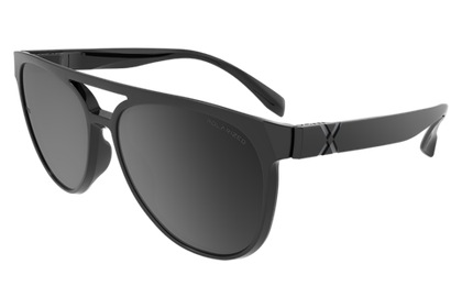 Спортивные очки HILX Valkyrie Shiny Solid Black / Black Mirror Polarized Lens