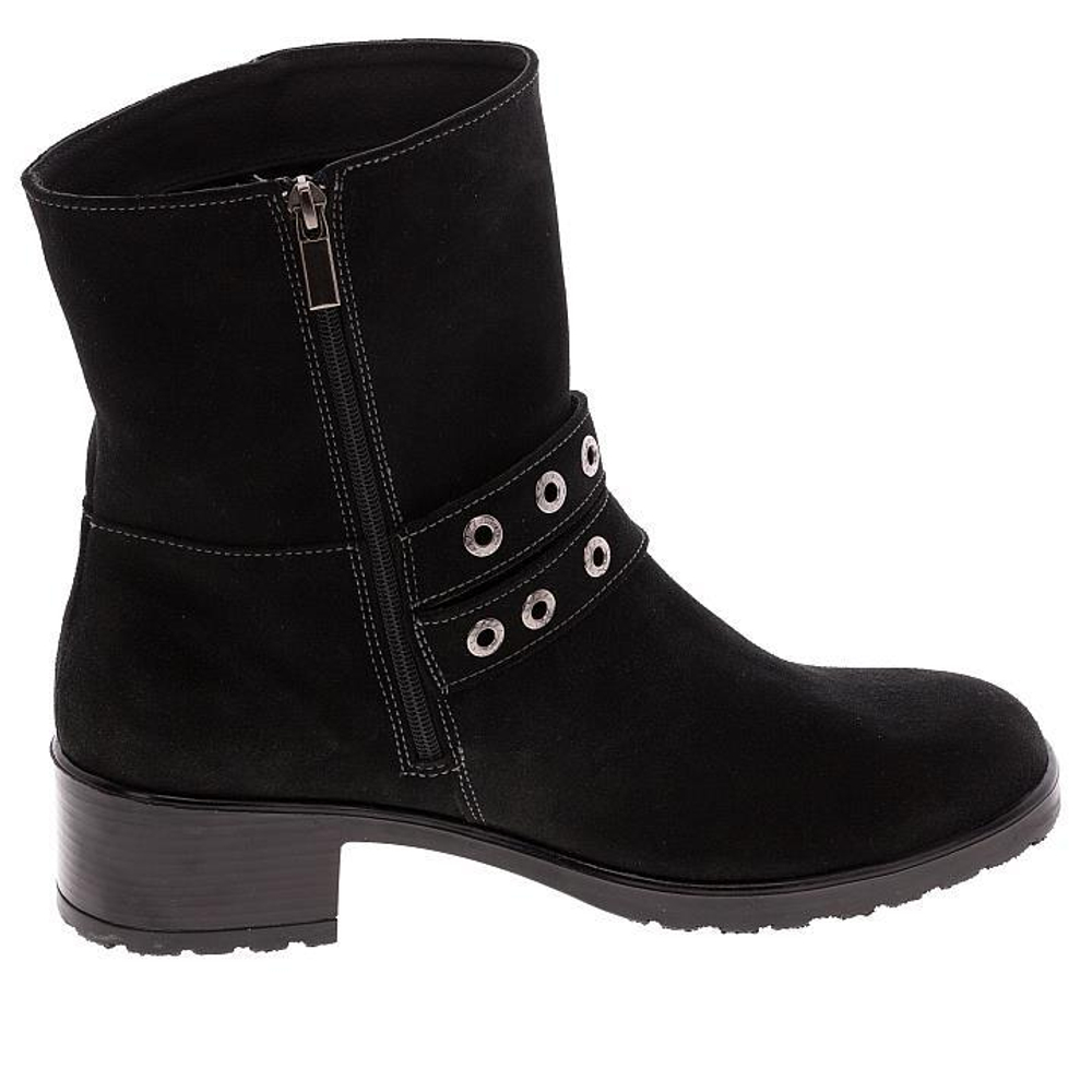 576402 Полусапожки женские черные замша