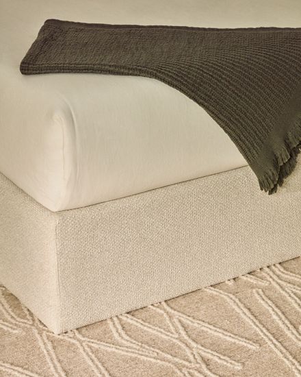 Основание кровати Nelzi из шенилла цвета экрю для матраса 160 x 200 см