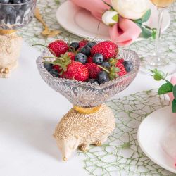 Сахарница стеклянная с крышкой Ежик Барб Айвори