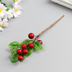 Декор новогодний, веточка с 7-ю ягодками, 20×5 см