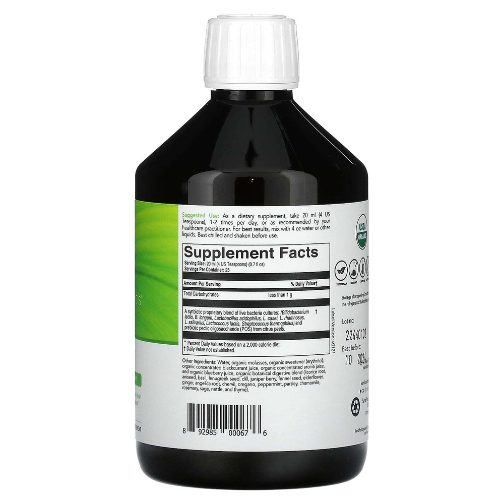 Econugenics, EcoProbiotic, органический пре + пробиотический эликсир, натуральные ягоды, 500 мл (17 жидк. унц.)