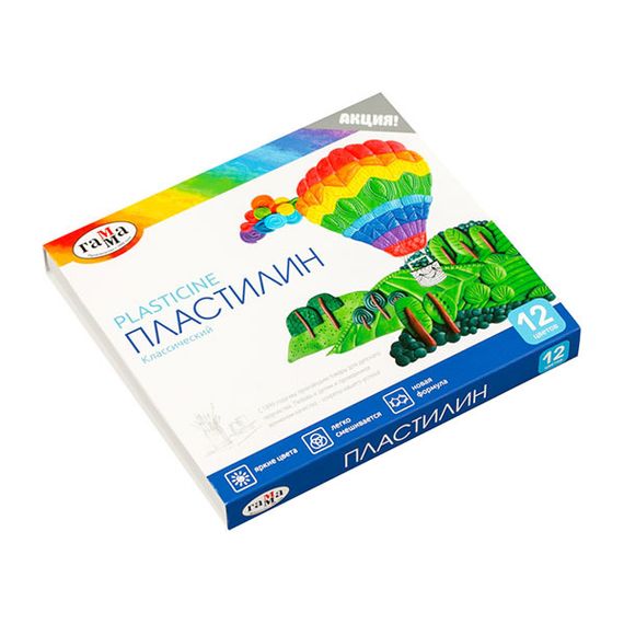Пластилин 12 цв. &quot;Классический&quot; 240г, стек, к/к