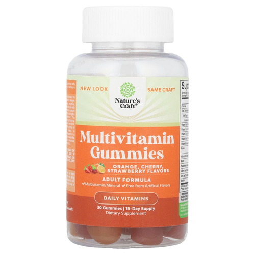 Nature's Craft, жевательные мультивитамины, со вкусом апельсина, вишни, клубники, 30 жевательных таблеток