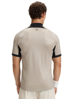 Мужская теннисная футболка BOSS MatchМяч TOC Zip-Neck Slim-Fit - light beige