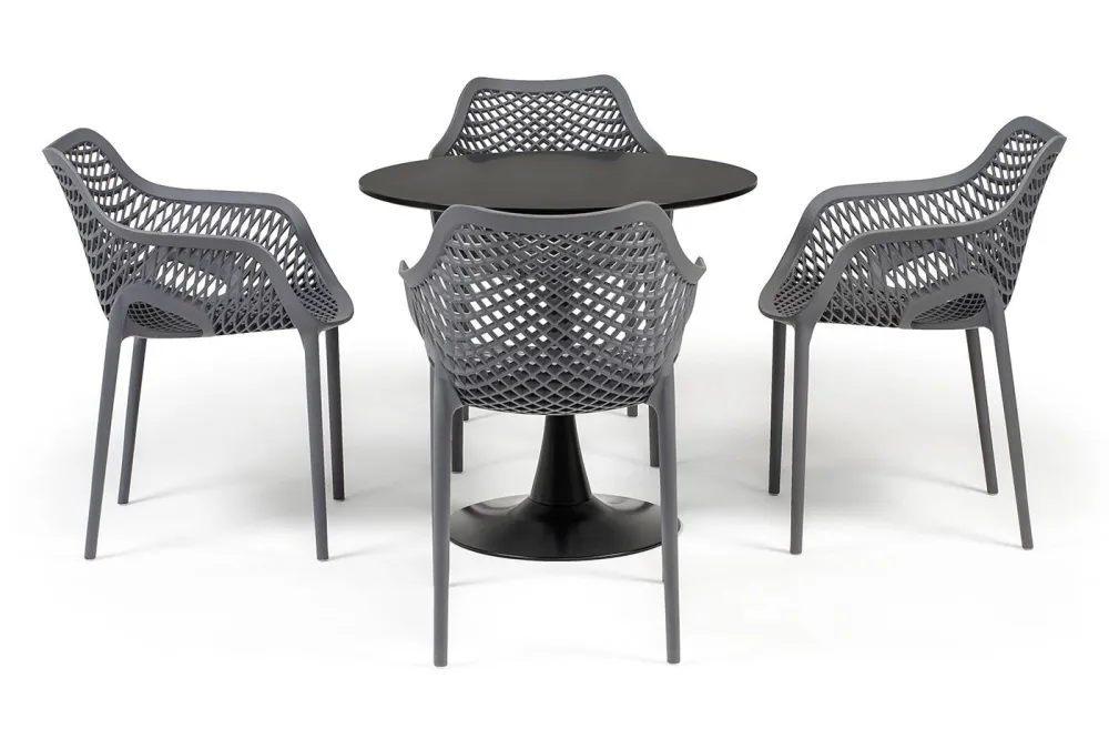 "Беллини" обеденная группа на 4 персоны, цвет темно-серый