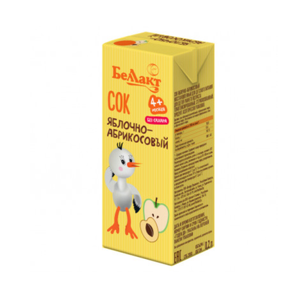 Натуральный сок БеЛакт Яблочно-абрикосовый 0,2 л