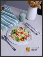 Набор пластиковой посуды "Белый ромб"с тарелками 23 см и бокалами 12 персон