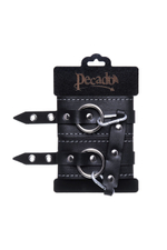 Черные двухслойные кожаные оковы с белой строчкой (Цвет: черный)