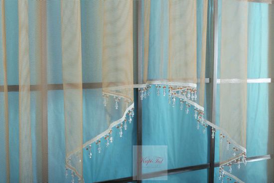 Короткий тюль-арка со стеклярусами. Клайм (светло-коричневый)