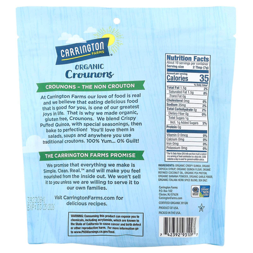Carrington Farms, Organic Crounons, садовые травы, 134 г (4,75 унции)