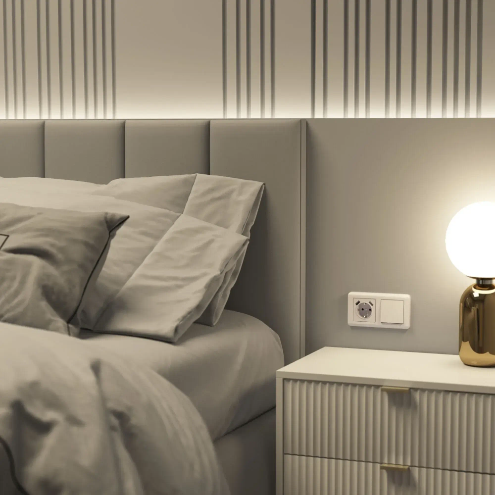 Выключатель одноклавишный (перламутровый рифленый) W1110013