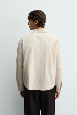 ZARA РУБАШКА RELAXED FIT В КЛЕТКУ, ЭКРЮ