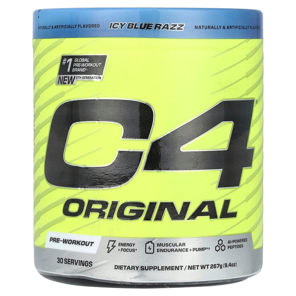 C4 / Cellucor, C4® Original, предтренировочный комплекс, со вкусом голубой малины, 267 г (9,4 унции)