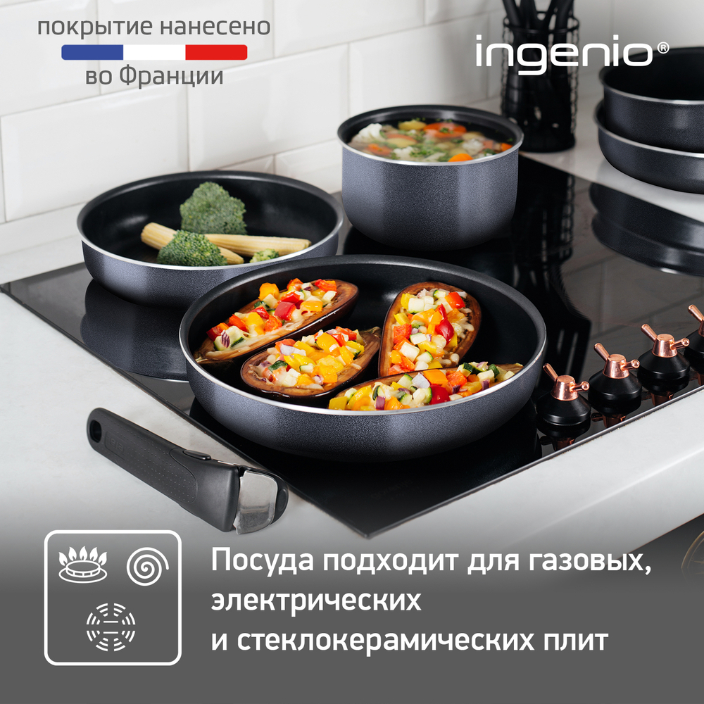 Набор посуды Tefal Ingenio Twinkle Grey 10 предметов 04180860