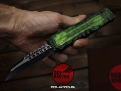 Нож Microtech Troodon W/E - рукоять зеленый Ultem, черный клинок RK-470