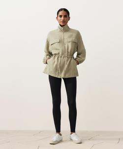 Oysho Куртка с присборенной талией из смеси лиоцелла и 24% льна, бежево-зеленый