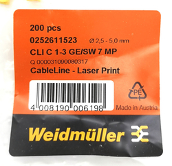 Маркер кабельный сеч.2,5-5мм Weidmuller CLI C 1-3 GE/SW 7 MP 0252611523 РА 1/3 "7" (200шт.)