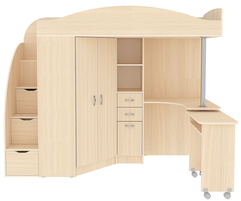 Кровать-чердак КарИВи Юниор 4  Дуб Молочный  Дуб Молочный